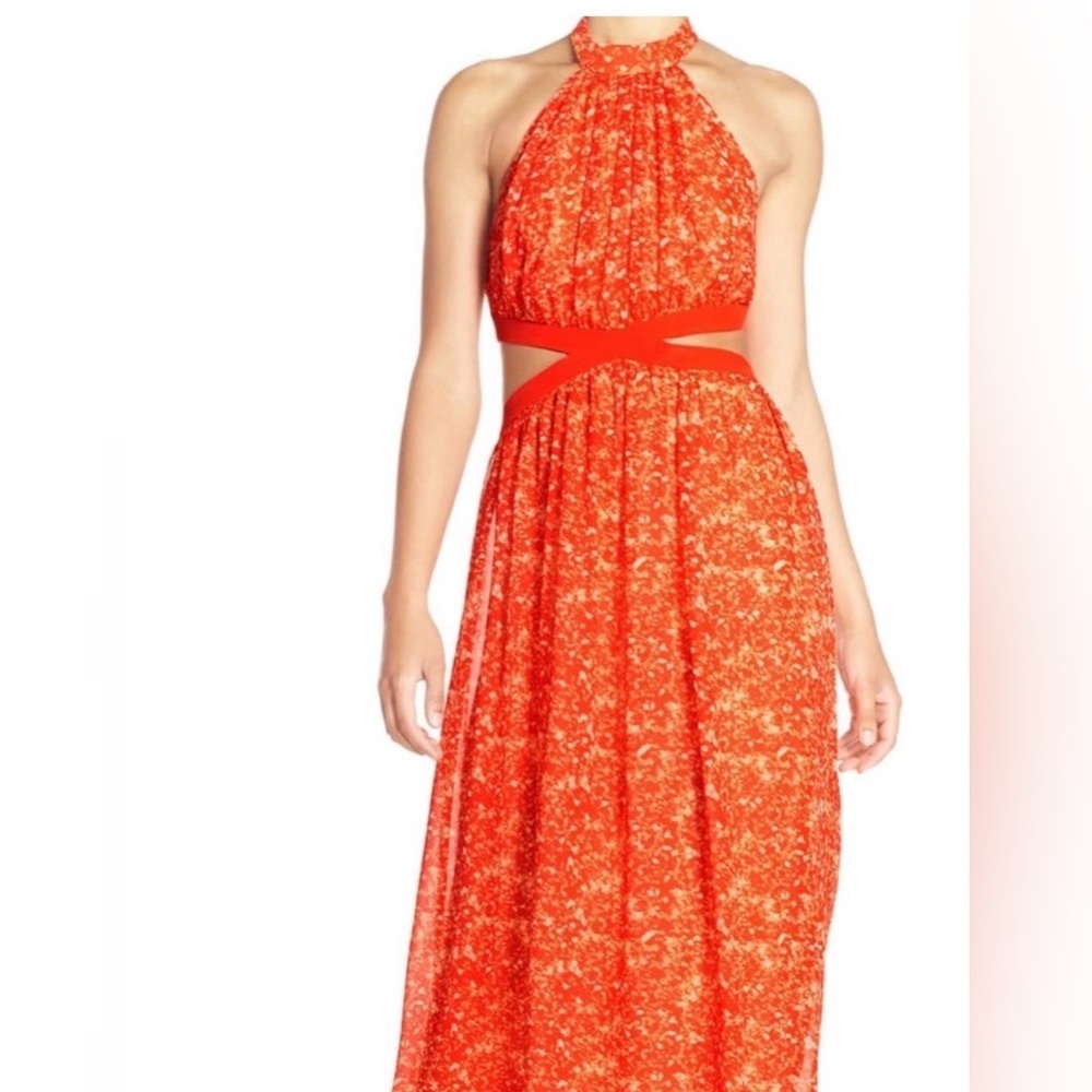 JAYGODFREY Red Halter Maxi Dress